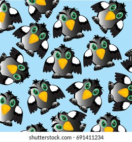 Cartoon of the bird on black background is insulated