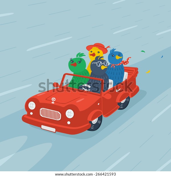 Cartoon Bird On the\
Car