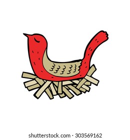 pájaro caricaturista en nido