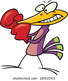 cartoon bird ready to box