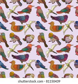 cartoon bird seamless pattern