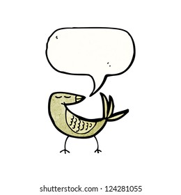 pájaro de caricatura con burbuja de habla
