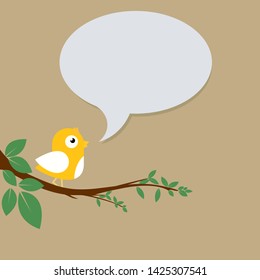 Cartoon Bird with Speech Bubble 