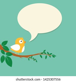 Cartoon Bird with Speech Bubble 