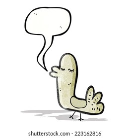 pájaro de caricatura con burbuja de habla
