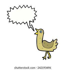 pájaro de caricatura con burbuja de habla