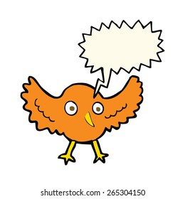 pájaro de caricatura con burbuja de habla