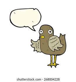 pájaro de caricatura con burbuja de habla
