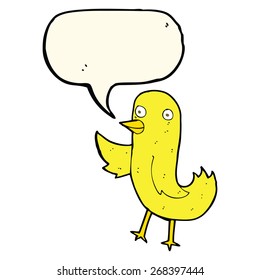 pájaro de caricatura con burbuja de habla