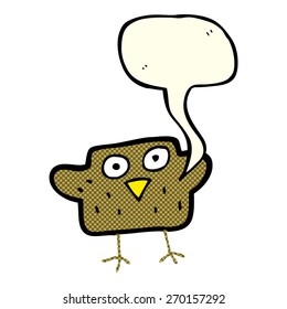 pájaro de caricatura con burbuja de habla