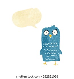 pájaro de caricatura con burbuja de habla