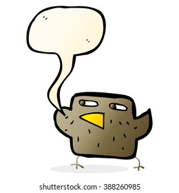 pájaro de caricatura con burbuja de habla