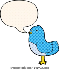 cartoon bird with speech bubble in comic book style