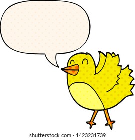 cartoon bird with speech bubble in comic book style