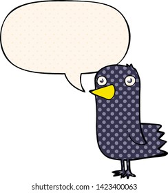 pájaro de caricatura con burbuja de habla en el estilo de un libro de historietas
