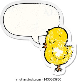 pájaro caricaturista con burbuja de habla angustiado viejo pegatina