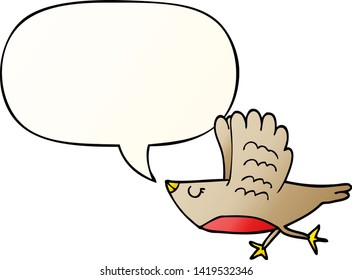 cartoon bird with speech bubble in smooth gradient style