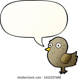 cartoon bird with speech bubble in smooth gradient style