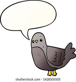 cartoon bird with speech bubble in smooth gradient style