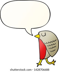 cartoon bird with speech bubble in smooth gradient style