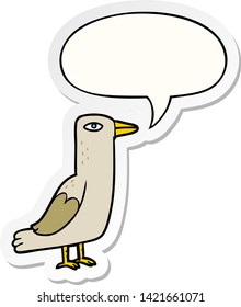 cartoon bird with speech bubble sticker
