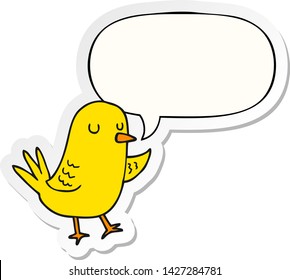 cartoon bird with speech bubble sticker