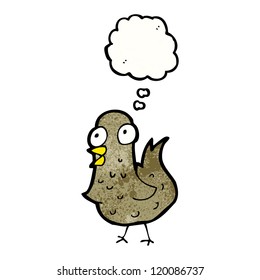 pájaro caricaturista con burbuja de pensamiento