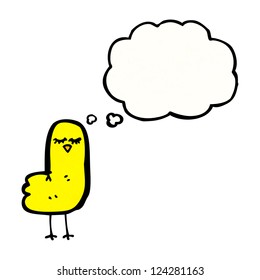 cartoon bird with thought bubble