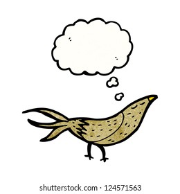 cartoon bird with thought bubble