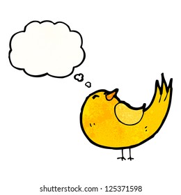 pájaro caricaturista con burbuja de pensamiento