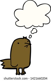 pájaro caricaturista con burbuja de pensamiento