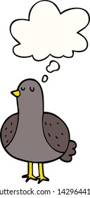 pájaro caricaturista con burbuja de pensamiento
