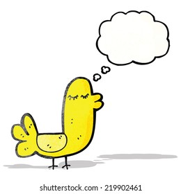 pájaro caricaturista con burbuja de pensamiento