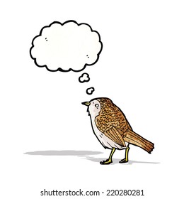 pájaro caricaturista con burbuja de pensamiento