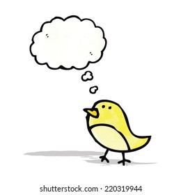 pájaro caricaturista con burbuja de pensamiento