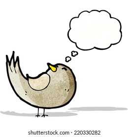pájaro caricaturista con burbuja de pensamiento