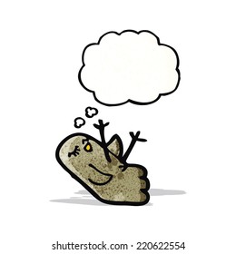 cartoon bird with thought bubble
