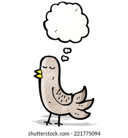 pájaro caricaturista con burbuja de pensamiento