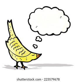 pájaro caricaturista con burbuja de pensamiento