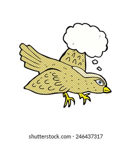 pájaro caricaturista con burbuja de pensamiento