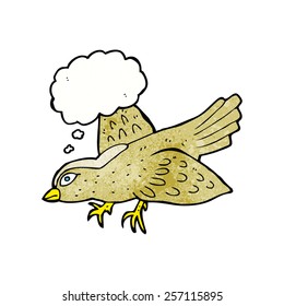 pájaro caricaturista con burbuja de pensamiento