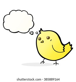 cartoon bird with thought bubble