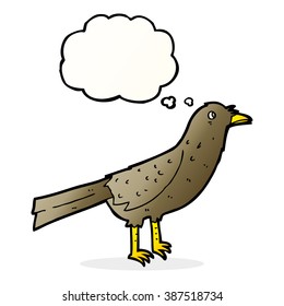 pájaro caricaturista con burbuja de pensamiento