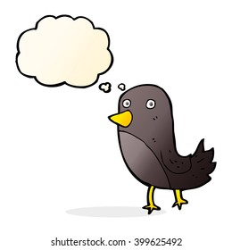 pájaro caricaturista con burbuja de pensamiento