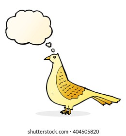 pájaro caricaturista con burbuja de pensamiento