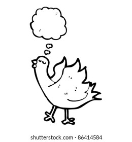 pájaro caricaturista con burbuja de pensamiento