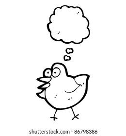 pájaro caricaturista con burbuja de pensamiento
