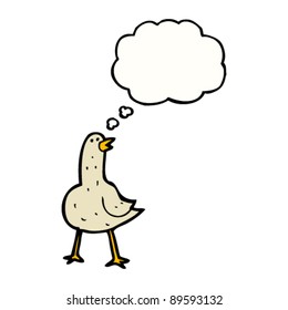 cartoon bird with thought bubble