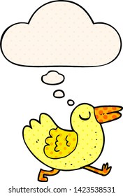 Cartoon-Vogel mit Gedankenblase im Comicstil