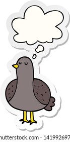 cartoon bird with thought bubble as a printed sticker